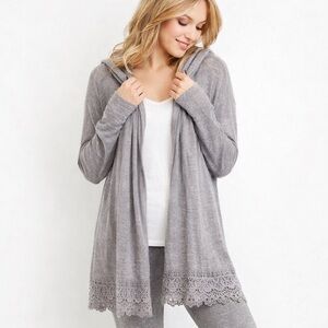 Maurices Hooded Open-Front Knit Cardigan – Gray – Size 2 (s)
